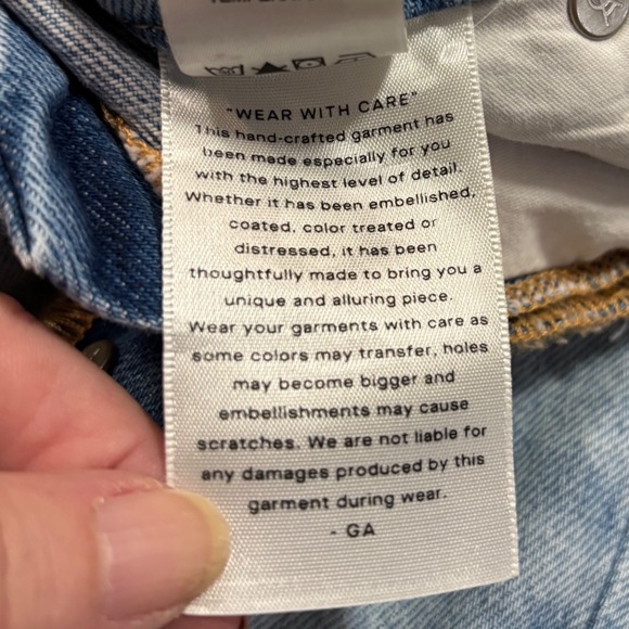 Good American Good Boy Flare Jeans Distressed Hem Slit Light Wash‎ Size 0 NWT - Picture 7 of 14